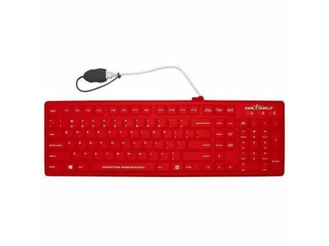 Seal Shield Seal Silk Pro SRK104 Keyboard - Cable Connectivity - USB Interface - Windows 11 - PC - Mechanical Keyswitch - Red