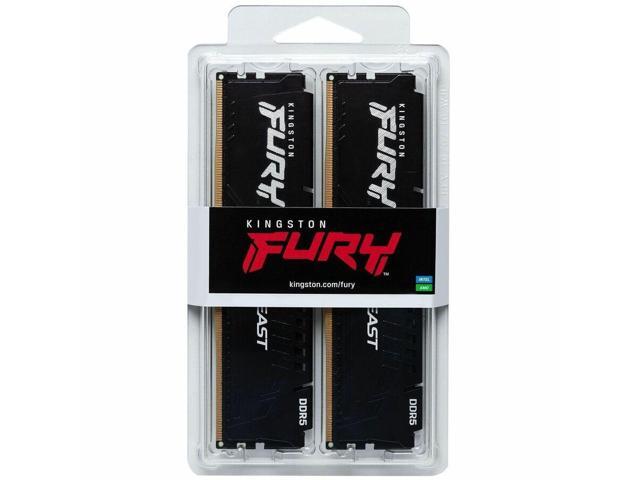 Kingston FURY Beast RAM Module - For Motherboard - 64 GB (2 x 32GB) - DDR5-5600/PC5-44800 DDR5 SDRAM - 5600 MHz Single-rank Memory - CL40 - 1.25 V...