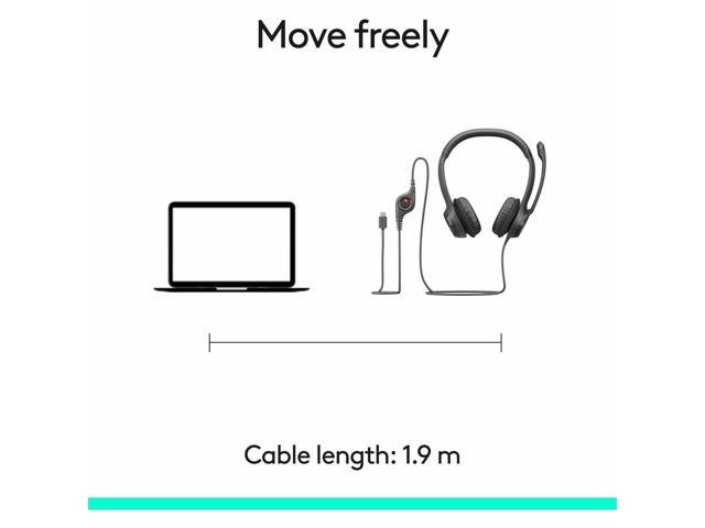 Logitech - H390 Wired USB-C On-Ear Stereo Headphones with Noise Canceling Microphone - Black - image 3