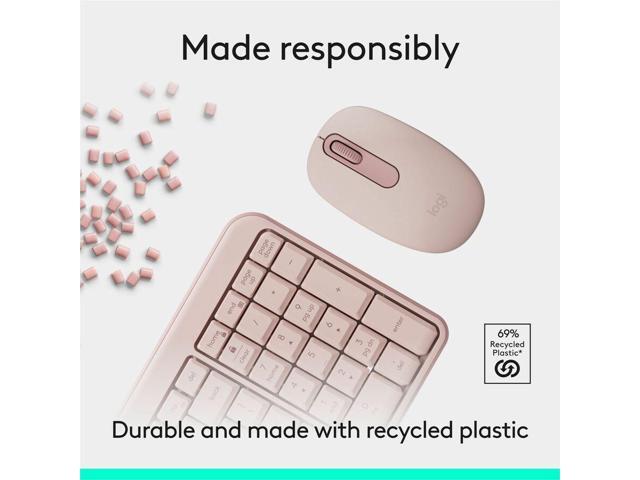 Logitech - MK250 Full-size Bluetooth Wireless Keyboard and Mouse Combo for Windows/MacOS with Fast & Easy Connectivity - Rose - image 2