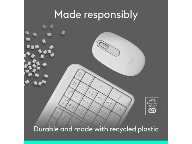 Logitech - MK250 Full-size Bluetooth Wireless Keyboard and Mouse Combo for Windows/MacOS with Fast & Easy Connectivity - Off-White - image 7