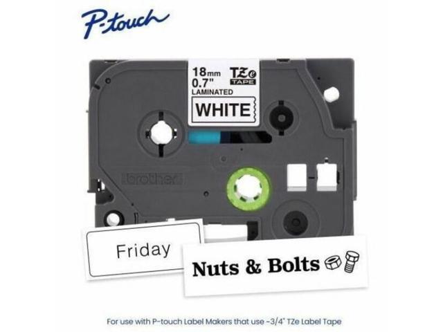 Brother P-touch TZe Laminated Label Tape - - DiameterTape - White - Laminated - Easy to Read, Temperature Resistant, Customizable, Long Lasting,...