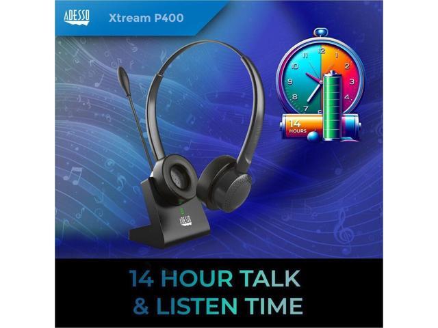 Adesso Xtream P400 Wireless Multimedia Headset with Charging Dock - Stereo - Mini-phone (3.5mm) - Wireless - Bluetooth - 32 Ohm - 20 Hz to 20 kHz -...