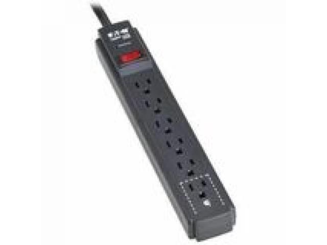 Eaton Tripp Lite Series Protect It! 6-Outlet Surge Protector - 5-15R Outlets, 600 Joules, 3 ft. (0.9 m) Cord, Black - Black - NEMA 5-15P - 6 x NEMA...