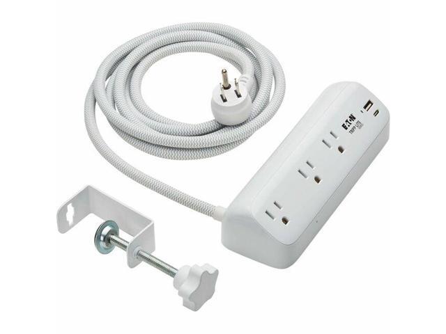 Eaton Tripp Lite Series Protect It! 3-Outlet Surge Protector with USB-A and USB-C Ports - 5-15R Outlets, 900 Joules, 20W PD Charging, Desk Clamp, 8...