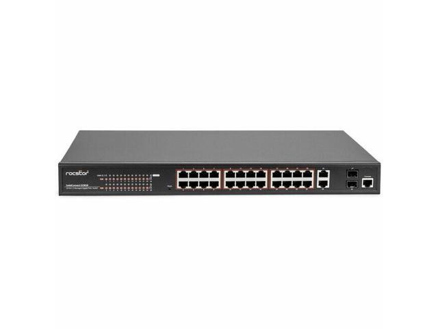 Rocstor SolidConnect SCM28 24-Port PoE+ Gigabit L2 Managed Ethernet Switch - 360W Power Budget - 30W Per Port - 2 Layer Supported -...
