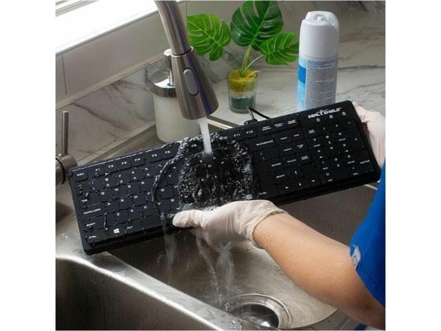 Seal Shield Seal Silk Pro SK104 Keyboard - Cable Connectivity - USB Interface - Windows 11 - PC - Mechanical Keyswitch - Black