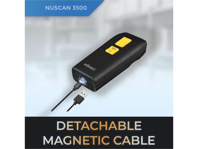 Adesso Bluetooth & 2.4Ghz Wireless Antimicrobial & Waterproof 2D Barcode Scanner - Cable/Wireless Connectivity - 300 scan/s - 20' Scan Distance -...