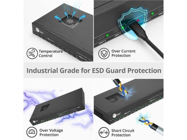 SIIG 16-port Industrial 600W USB-C PD Charging Station with 5Gbps USB Hub - SIIG Industrial Grade PD Charging Station with USB-C 5Gbps Hub - 600W -...