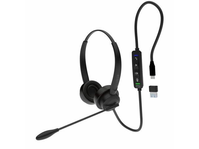 Adesso Xtream P4T-TAA Push to Talk Headset with microphone, Volume +/-, answer/end call, TAA Compliant (USB C/USB A) - Black