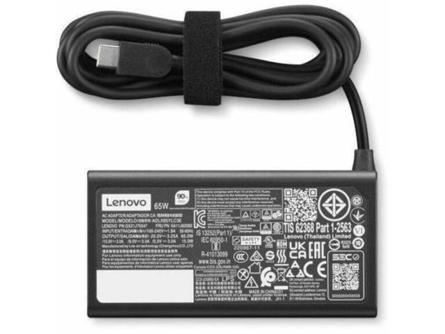 Lenovo 65W Standard USB-C AC Adapter Gen 2 - 65 W - 3.28 ft Cable - 120 V AC, 230 V AC Input - Black Box