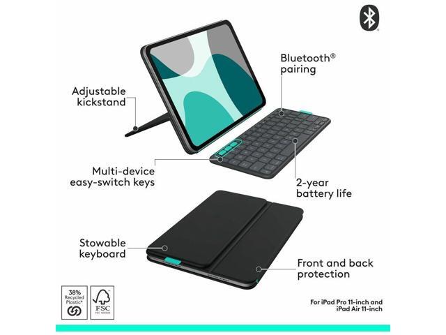 Logitech - Flip Folio Keyboard Case for iPad Pro 11-inch - Latest Model (M4 & M5), iPad Air 11-inch (M2, M3 & M4)(5th Gen) - Graphite - image 7
