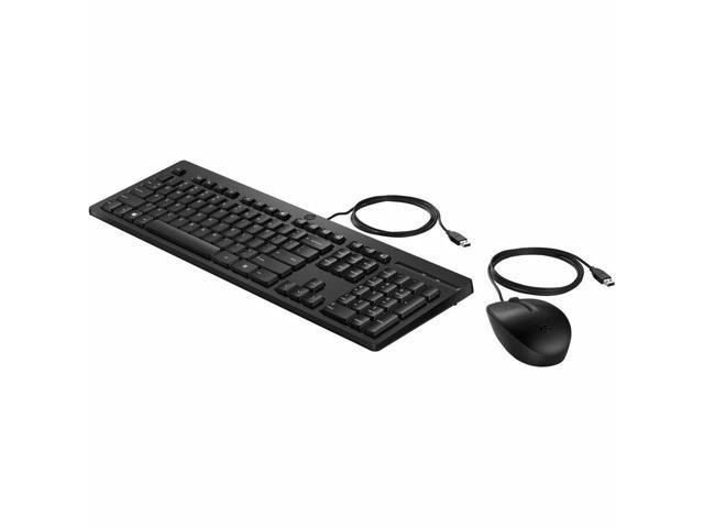 HP 225 Wired Mouse and Keyboard Combo (AX2Y7AA) - USB Type A Plunger Cable Keyboard - English (US), English (Canada) - Black - USB Type A Cable...
