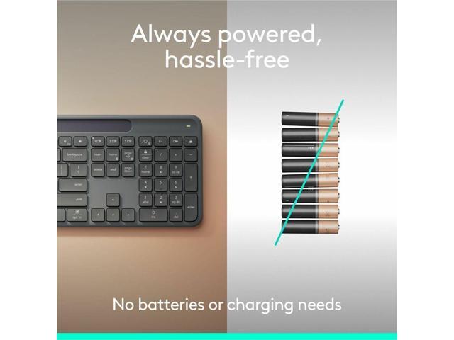 Logitech - Signature Slim Solar+ K980 For Business Full-Size Wireless Scissor Low-Profile Switch Keyboard with Solar Charging - Graphite - image 2