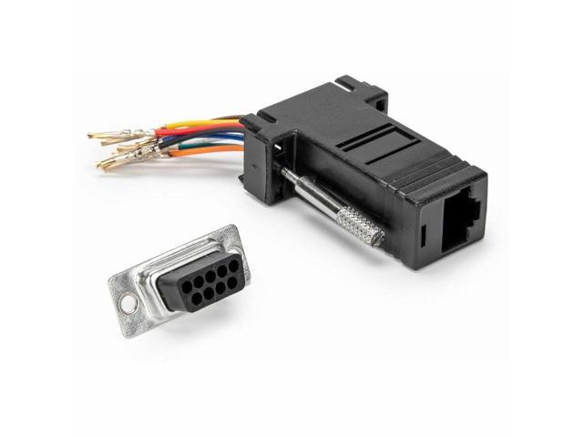 Rocstor DB9 to RJ45 Modular Serial Adapter - Black - 1 x 9-pin DB-9 Serial - Female - 1 x RJ-45 Network - Female - Gold Connector - Gold Contact -...