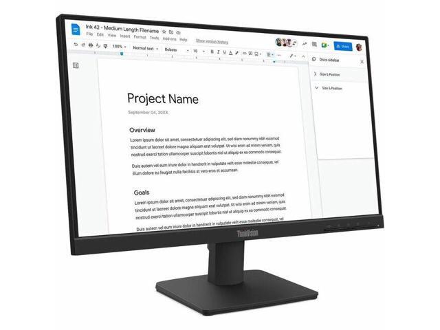 Lenovo - ThinkVision 21.5" IPS LED FHD 48Hz - 100Hz Monitor (HDMI, VGA) - Raven Black - image 3