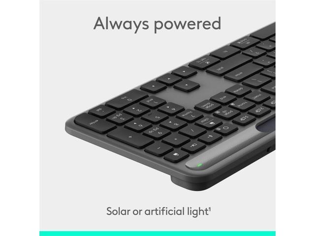 Logitech - Signature Slim Solar+ K980 Wireless Bluetooth Solar and Artificial Light Powered Keyboard with Customizable Keys - Graphite - image 10