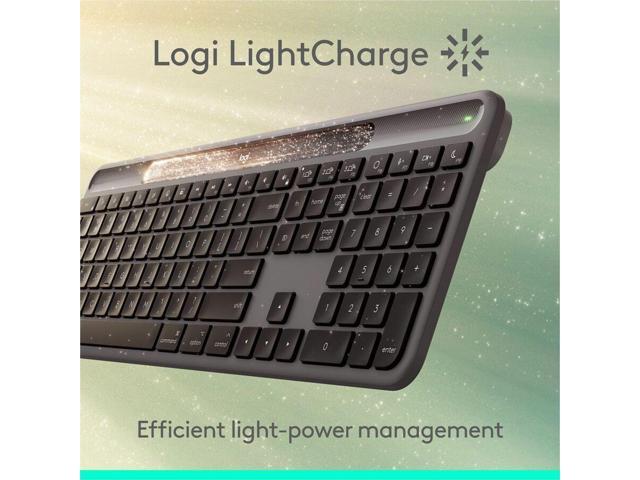 Logitech - Signature Slim Solar+ K980 for Mac Wireless Bluetooth Solar and Artificial Light Powered Keyboard with Customizable Keys - Graphite - image 7
