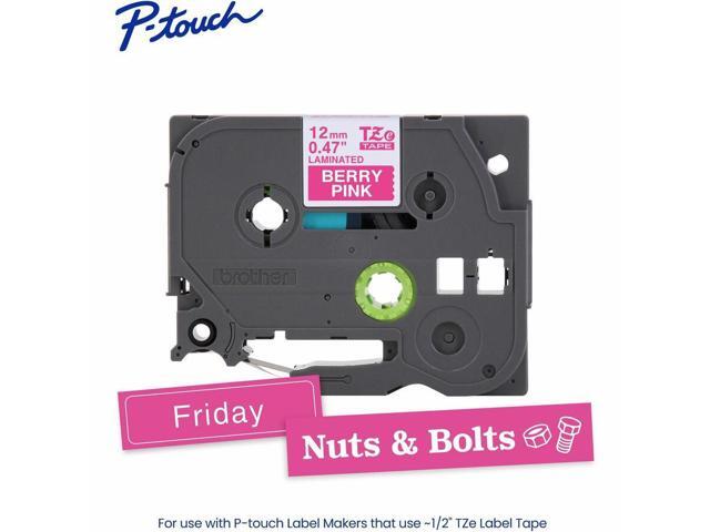 Brother Genuine P-Touch TZe White Print on Berry Pink Label Tape (TZeMQP35), Laminated,1/2in x 16.4ft (12mm x 5m), for Select P-Touch Label Makers,...