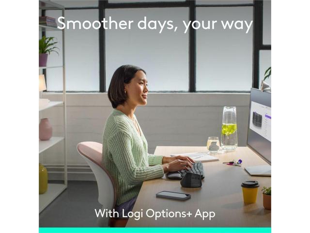 Logitech - Wave Keys and Lift Vertical Mouse Wireless Ergonomic Keyboard and Mouse Bundle with Cushioned Palm Rest - Graphite - image 12