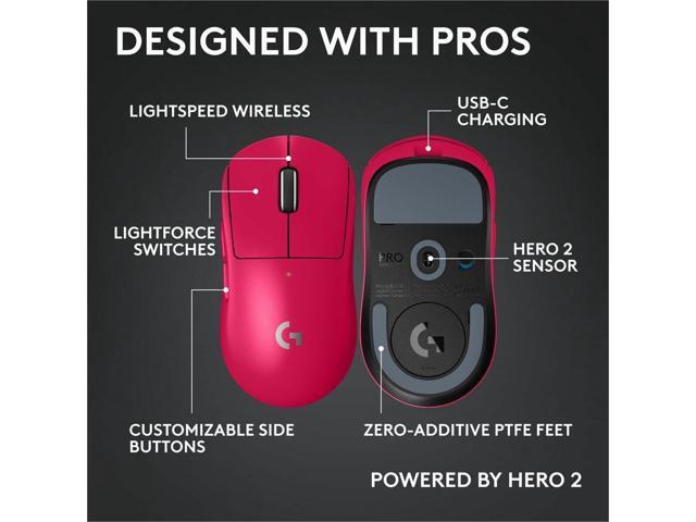 Logitech - PRO X SUPERLIGHT 2c LIGHTSPEED Lightweight Compact Wireless Optical HERO 2 Sensor 44 000 DPI Gaming Mouse for PC - Wireless - Magenta - image 4