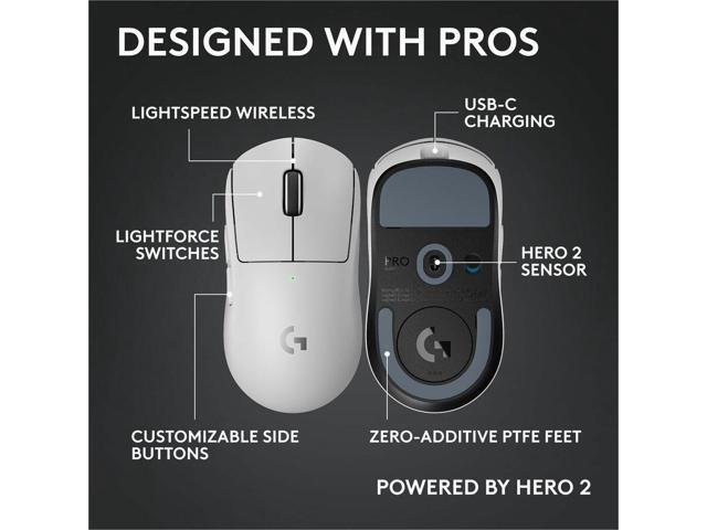 Logitech - PRO X SUPERLIGHT 2c LIGHTSPEED Lightweight Compact Wireless Optical HERO 2 Sensor 44 000 DPI Gaming Mouse for PC - Wireless - White - image 8