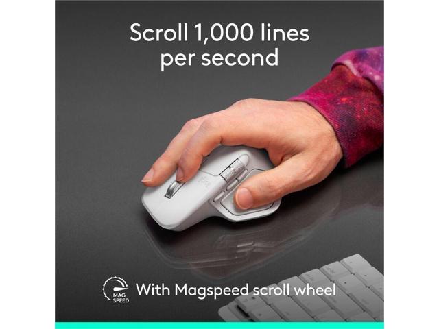 Logitech - MX Master 4 for Mac - Wireless Laser Ergonomic Mouse with Advanced Performance Haptic Feedback - Wireless - White Silver - image 12