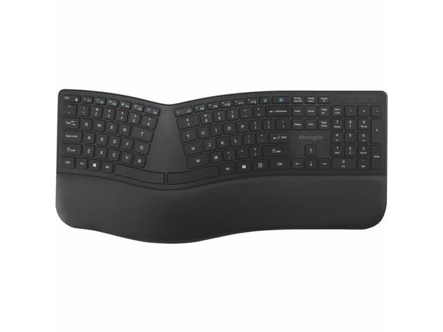 Kensington Pro Fit Ergo KB680 EQ Rechargeable Keyboard - Wireless Connectivity - Bluetooth/RF - 5.4 - 2.40 GHz - USB Type A Interface - CoPilot Hot...