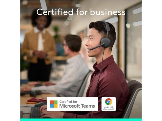 Logitech - Zone Wired 2 Noise-Canceling Headset for Business Microsoft Teams Certified USB C with USB A Adapter - Graphite - image 3