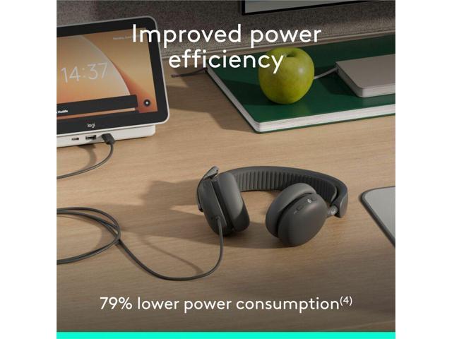 Logitech - Zone Wired 2 Noise-Canceling Headset for Business Microsoft Teams Certified USB C with USB A Adapter - Graphite - image 2