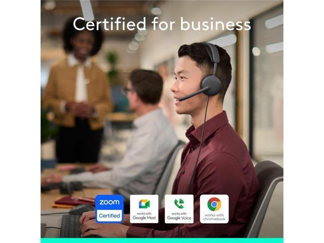 Logitech - Zone Wired 2 Noise-Canceling Headset for Business Zoom & Google Certified USB C with USB A Adapter - Graphite - image 6