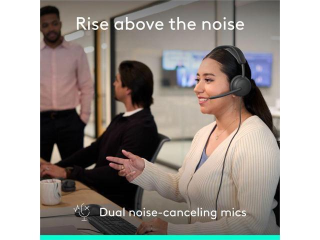 Logitech - Zone Wired 2 Noise-Canceling Headset for Business Zoom & Google Certified USB C with USB A Adapter - Graphite - image 4