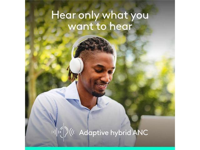 Logitech Zone Wireless 2 ES - Noise-Canceling Wireless Headset with Adaptive Hybrid ANC (Off-White, UC)