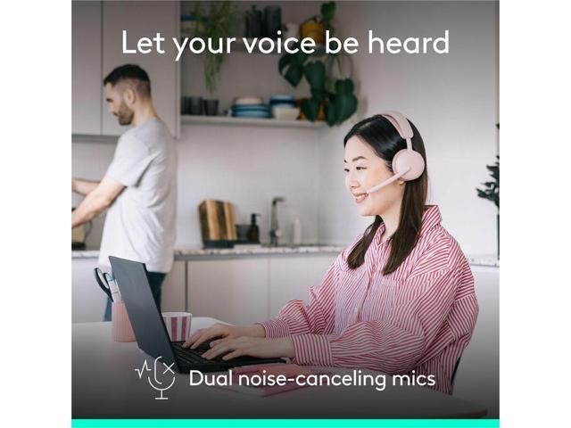 Logitech Zone Wireless 2 ES - Noise-Canceling Wireless Headset with Adaptive Hybrid ANC (Rose, UC)