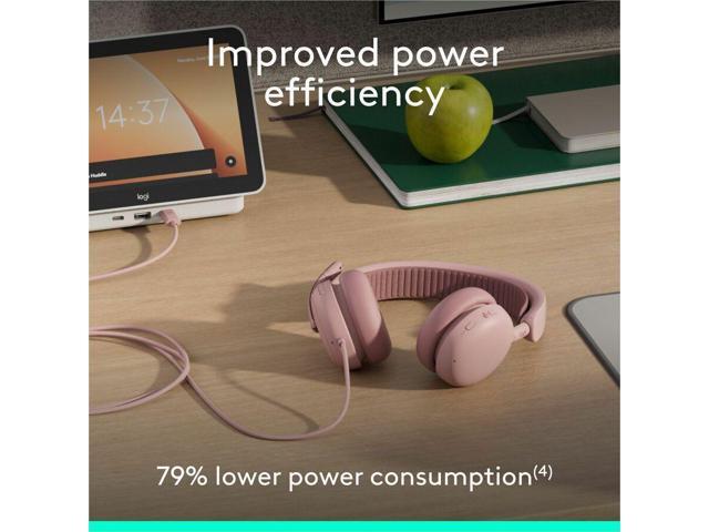 Logitech Zone Wired 2 for Business - Noise-Canceling Headset with Adaptive Hybrid ANC, Microsoft Teams Certified, Rose