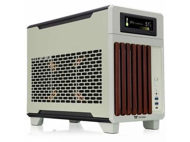 Thermaltake TR100 WS Matcha Green Mini Tower Chassis - Wood Front Trim - mITX Support - PCIe 4.0 Riser Cable Included - 360mm GPU Clearance - 280mm...