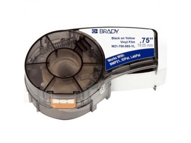 Brady Label Cartridge for BMP21 Series, ID PAL, LabPal Printers, Yellow - 3/4' Width - Permanent Adhesive - Rectangle - Yellow - Vinyl - 1 / Cartridge