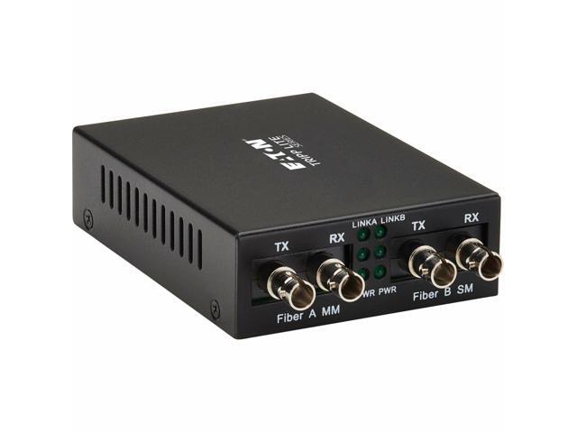 Tripp Lite N784-MDC-1STST Fiber Optic 100 Mb ST to 100 Mb ST Mode Converter - 1310 nm Compatible - Up to 10 km (6.2 mi.) - Black - Metal Box