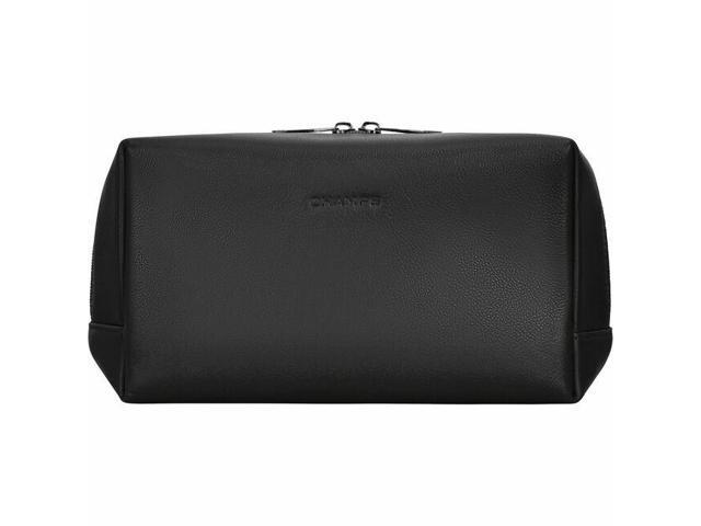 Champs Onyx Carrying Case Toiletries - Black, Gun Metal - Top Grain Cowhide Leather Body - 4' Height x 5' Width - 1.59 quart Volume Capacity