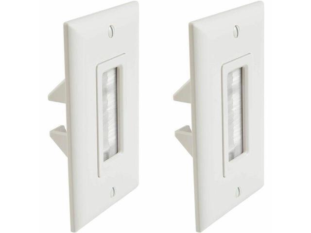 Sanus In-Wall Cable Management Kit - 2 Brush Wall Plates - White - Wall Plate - White