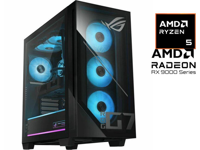 Asus ROG GM700TZ-PB564 Gaming Desktop Computer - AMD Ryzen 5 8400F - 16 GB - 1 TB PCI Express NVMe 4.0 SSD - Windows 11 Home - AMD Radeon RX 9060...