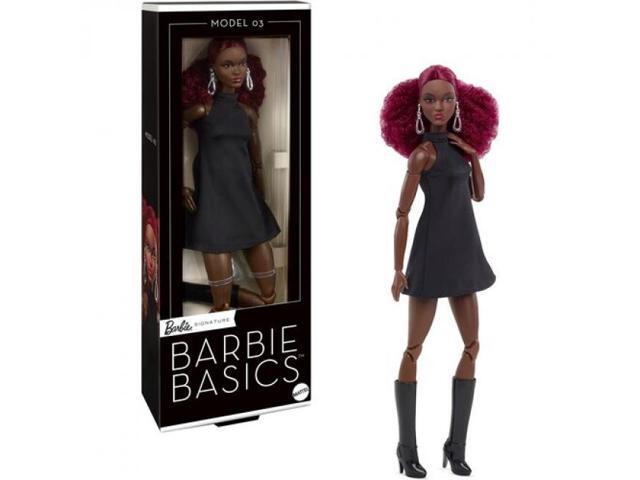 Mattel Collectible - Barbie Basics Collectible Doll, Model 03 With Red Curly Hair, Black Dress & Boots