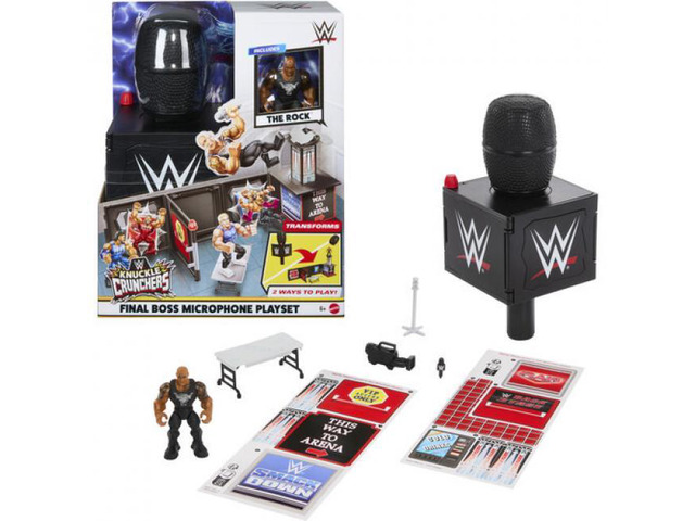 Mattel Collectble - WWE Knuckle Crunchers The Rock Final Boss Microphone Playset