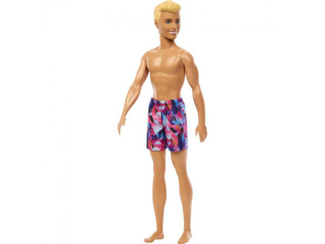Mattel - Barbie Beach Ken with Blond Hair, Wearing Purple Swimsuit