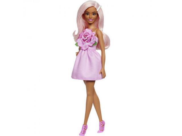 Mattel - Barbie Fashionistas Doll #238 in Strapless Rose Dress, Pink Hair With Barrette Accessory