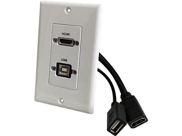 Comprehensive Faceplate - 2 x Total Number of Socket(s) - 1-gang - Wall Mount - White - Acrylonitrile Butadiene Styrene (ABS), Metal - 1 x HDMI.