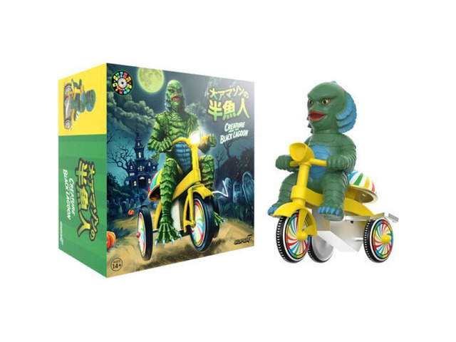 Super7 Universal Monsters Super Cycles Creature from Black Lagoon (Dark Green with Yellow Trike) - ST-UNIV-08933