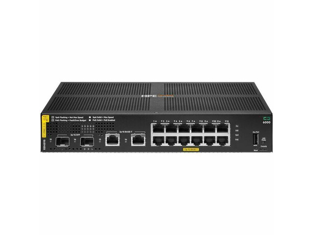 Aruba CX 6000 12p 10M/100M/1G Class4 PoE 2p SFP 1G 139W Switch - 14 Ports - Gigabit Ethernet - 10/100/1000Base-T, 1000Base-X - 2 Layer Supported -...