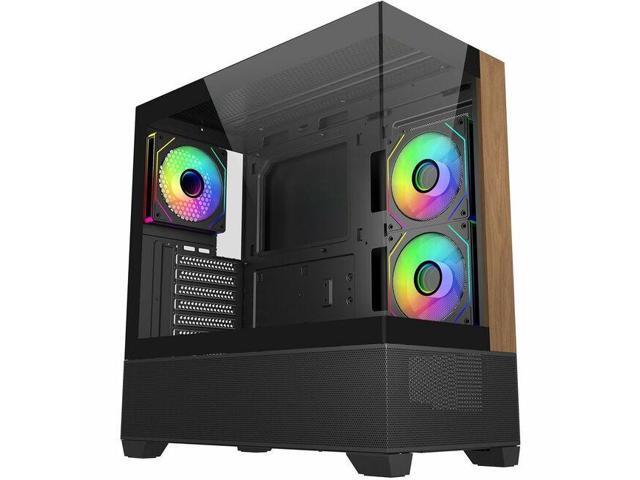 Cooler Master Elite Series E690-KHNN-S00 Computer Case - Mid-tower - Black - Wood, Tempered Glass, Mesh, Steel - 4 x Bay - 3 ? 120mm Fan(s).