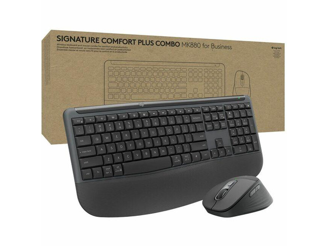 Logitech Signature Comfort Plus Combo MK880 for Business, Full-Size Wireless Keyboard and Mouse with Palm Rest, Silent Clicks, Secure Receiver,...